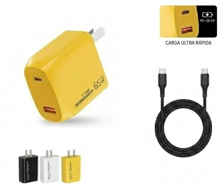 Portada de CARGADOR CARGA RAPIDA USB QC 65W