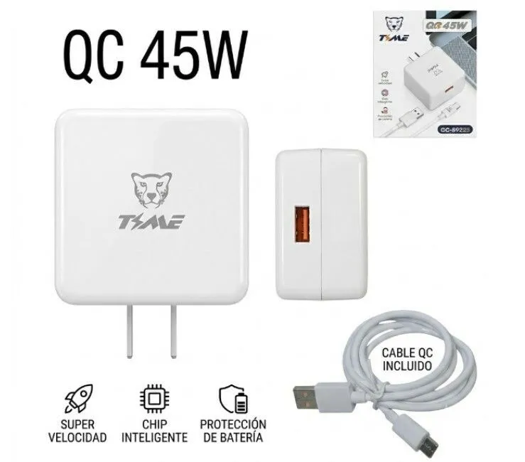 Portada de CARGADOR USB CARGA RAPIDA 45W 50-60Hz