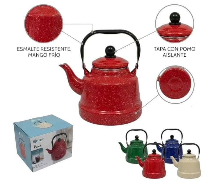 Portada de PAVA VINTAGE C/ACABADO ESMALTADO 1.7L