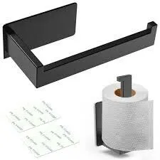 Portada de PORTA ROLLO PAPEL HIGIENICO NEGRO ADHESIVO
