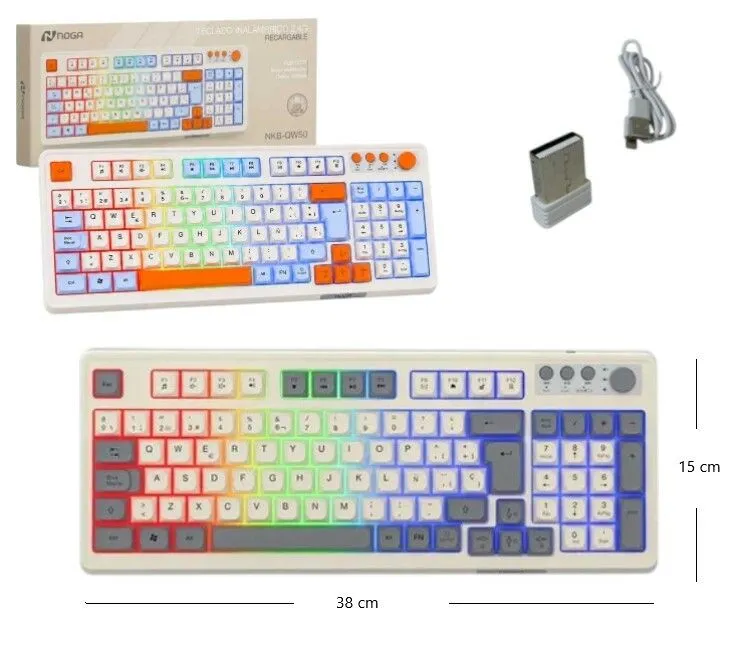 Portada de TECLADO INALAMBRICO RGB 2.4 RECARGABLE