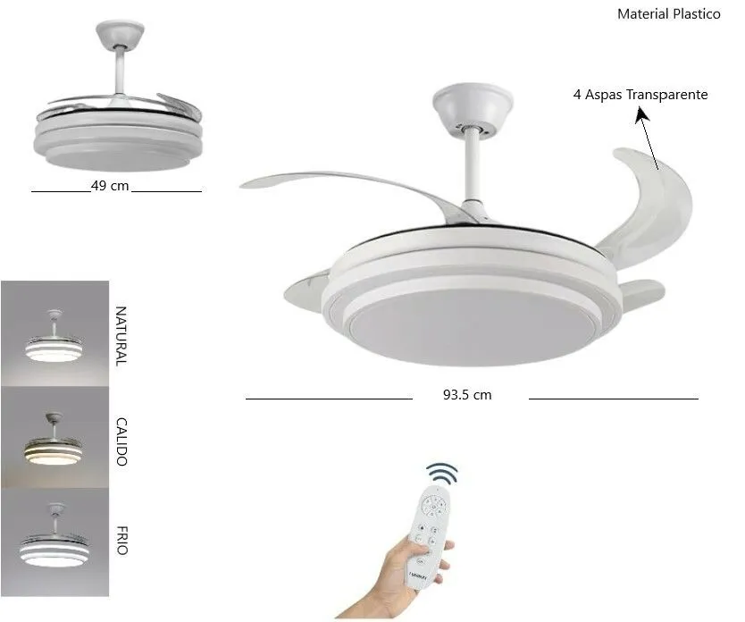Portada de VENTILADOR LED TECHO BLANCO Y NEGRO